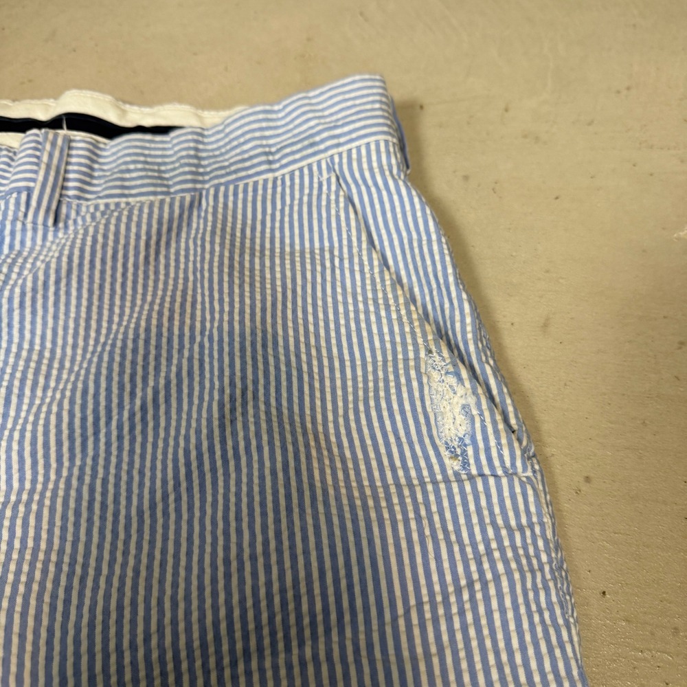 Polo Golf Ralph Lauren Blue White Striped Seersucker Shorts Mens 36 - Picture 4 of 7